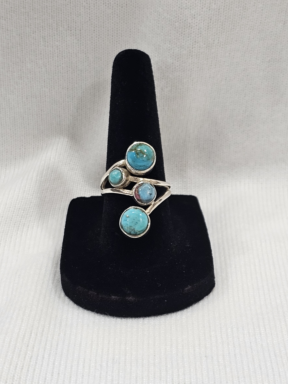 Sterling Silver Turquoise Multi-Stone Swirl Ring